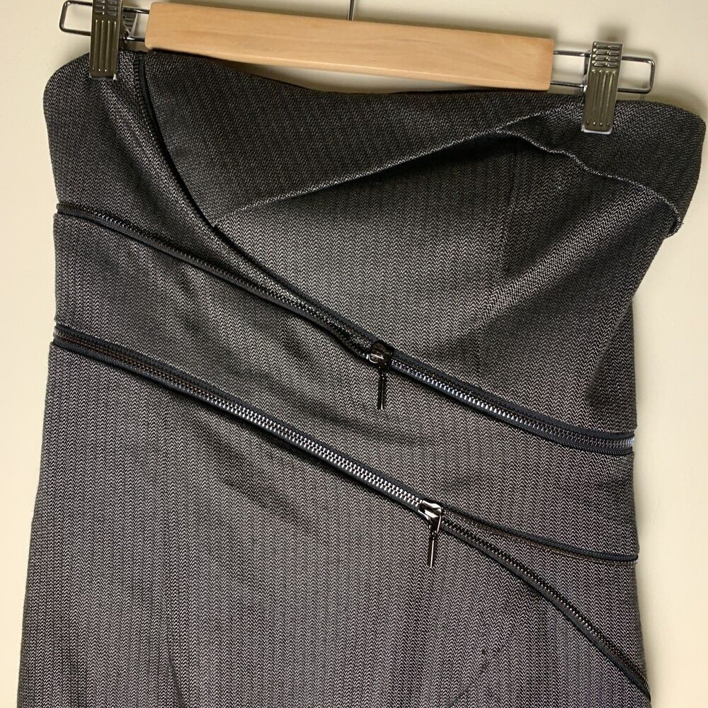 bebe Y2K Women Herringbone Strapless Bodycon Dress Sz 6 Bodycon Party Sexy - Picture 4 of 16